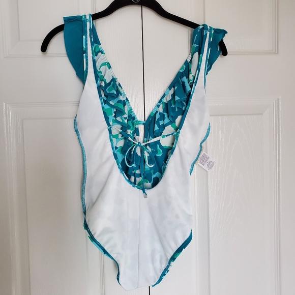 New Michael Kors Aqua/White Ruffle ScoopBa… - Picture 6 of 7